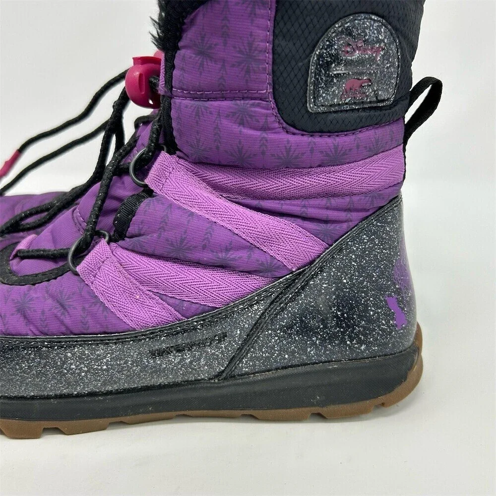 Sorel Disney Frozen 2 Whitney Short Girls Snow Boots Purple Glitter Elsa Size 6